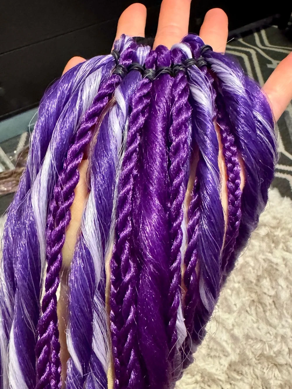 Purple & White Synthetic Braided Hair Extensions - Women Hair Wigs & Extensions